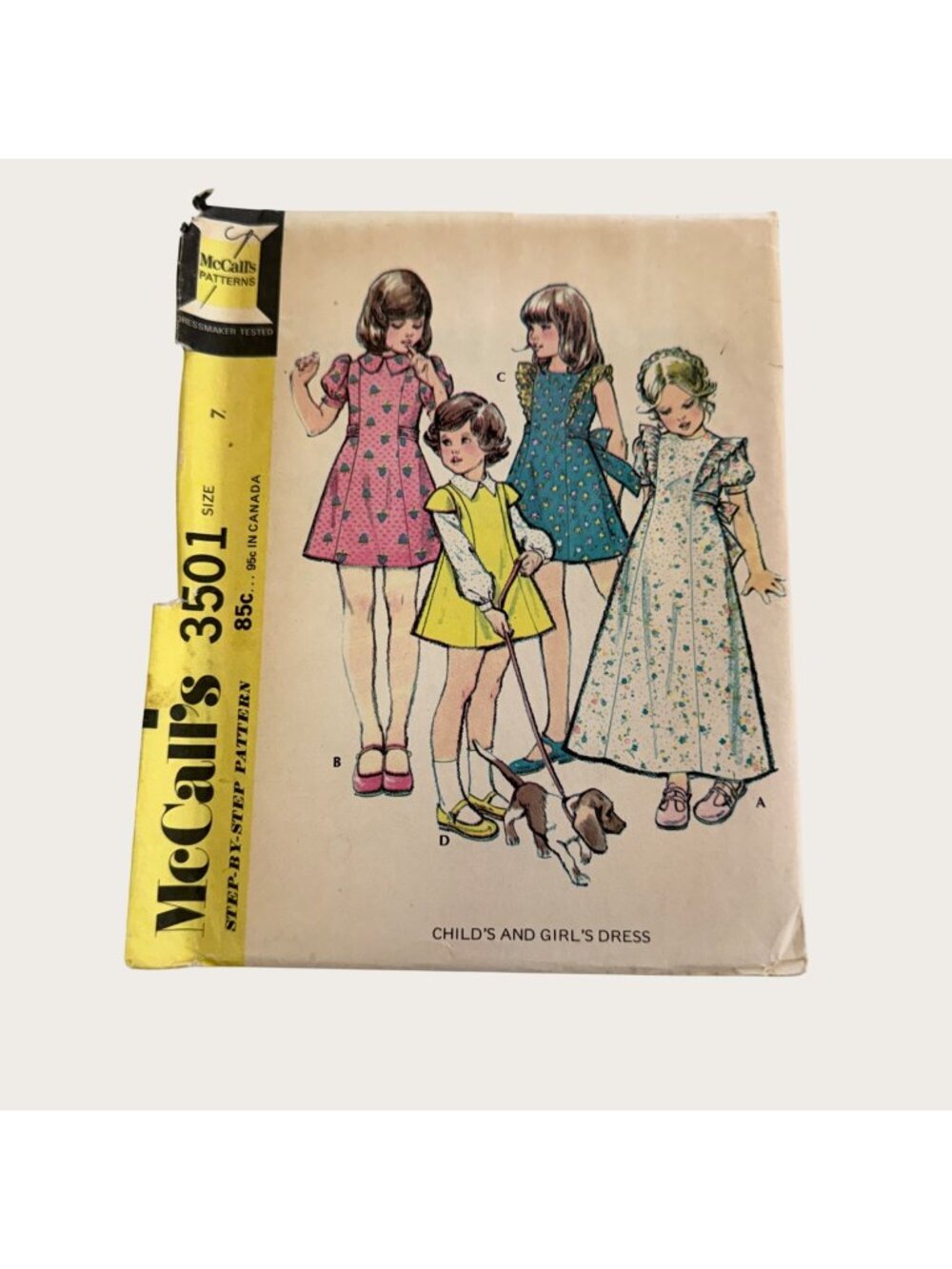 Vintage 1970s McCalls Sewing Pattern 3501 Girls Dress Size 7 Uncut